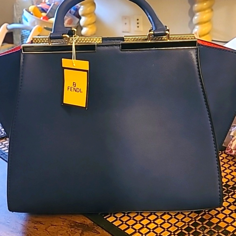 Fendi Navy Blue Studded Women's Bag Free vs. Bag - Picture 3 of 7